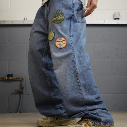 Y2K Enyce baggy jeans W36L33 blue Loose fit skater surf style patch detail embroidered jeans