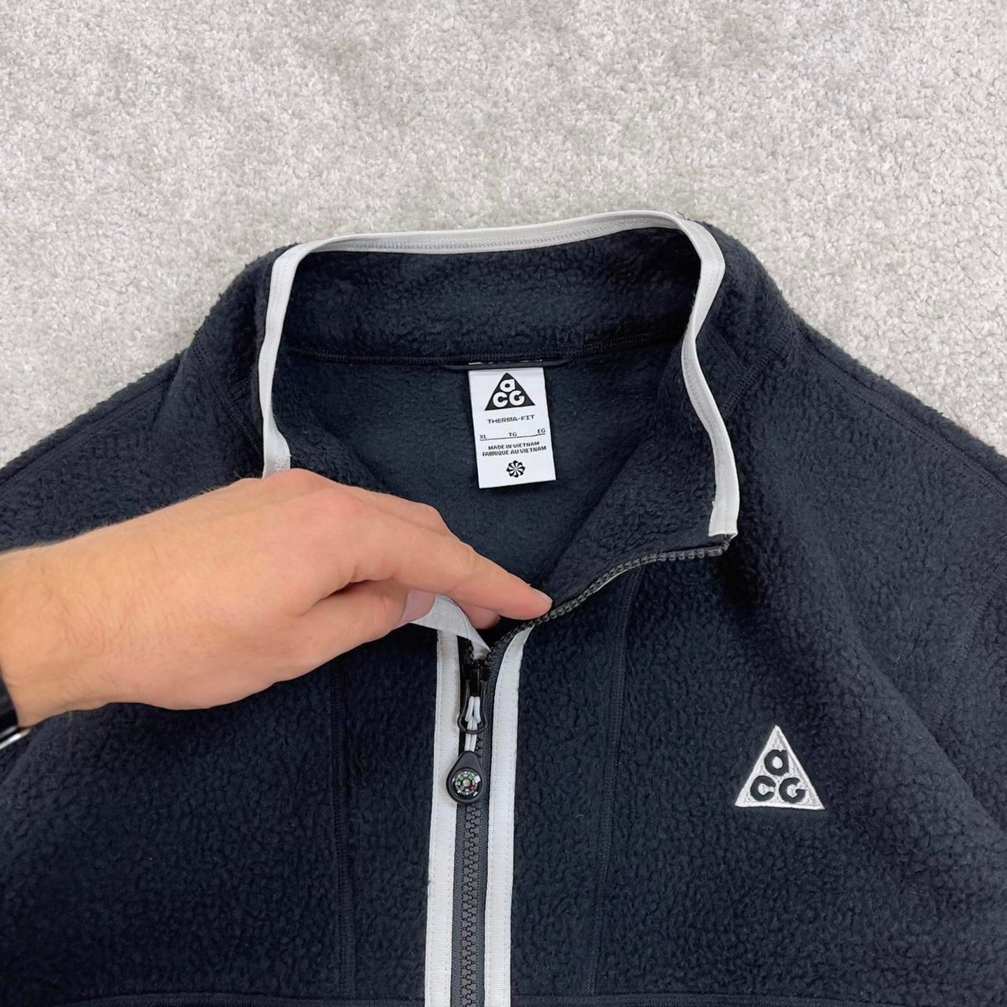 Black Nike ACG full zip technical fleece youth XL embroidered ACG logo autumn y2k style