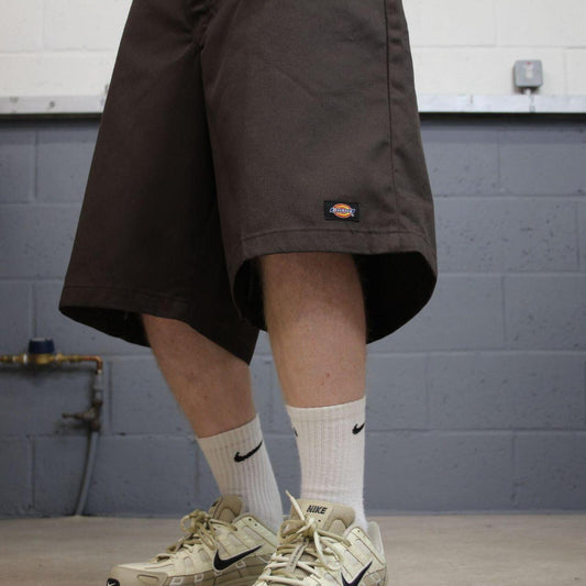 Baggy Dickies carpenter shorts brown Twill chino skater style shorts wide long leg