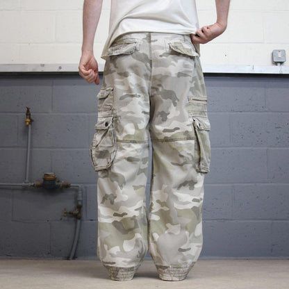 Baggy camo No Boundaries cargo pants W36L28 khaki grey camouflage loose y2k style cargos utility