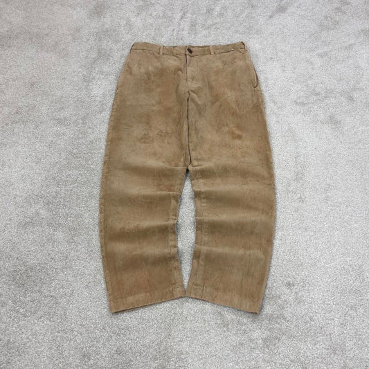 Vintage beige UNIQLO wide wale corduroy trousers W30L27 loose jumbo cord pants 90s skate style