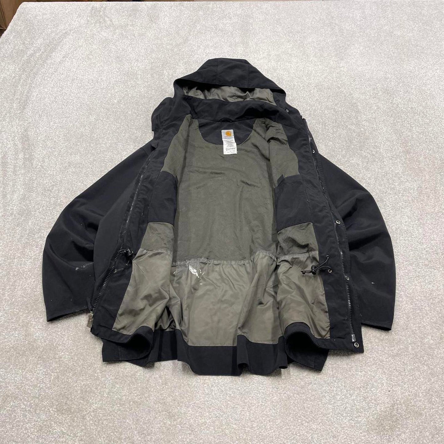 00s Carhartt hooded waterproof jacket XXL black windbreaker technical outdoors coat workwear