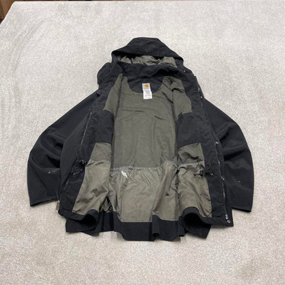 00s Carhartt hooded waterproof jacket XXL black windbreaker technical outdoors coat workwear
