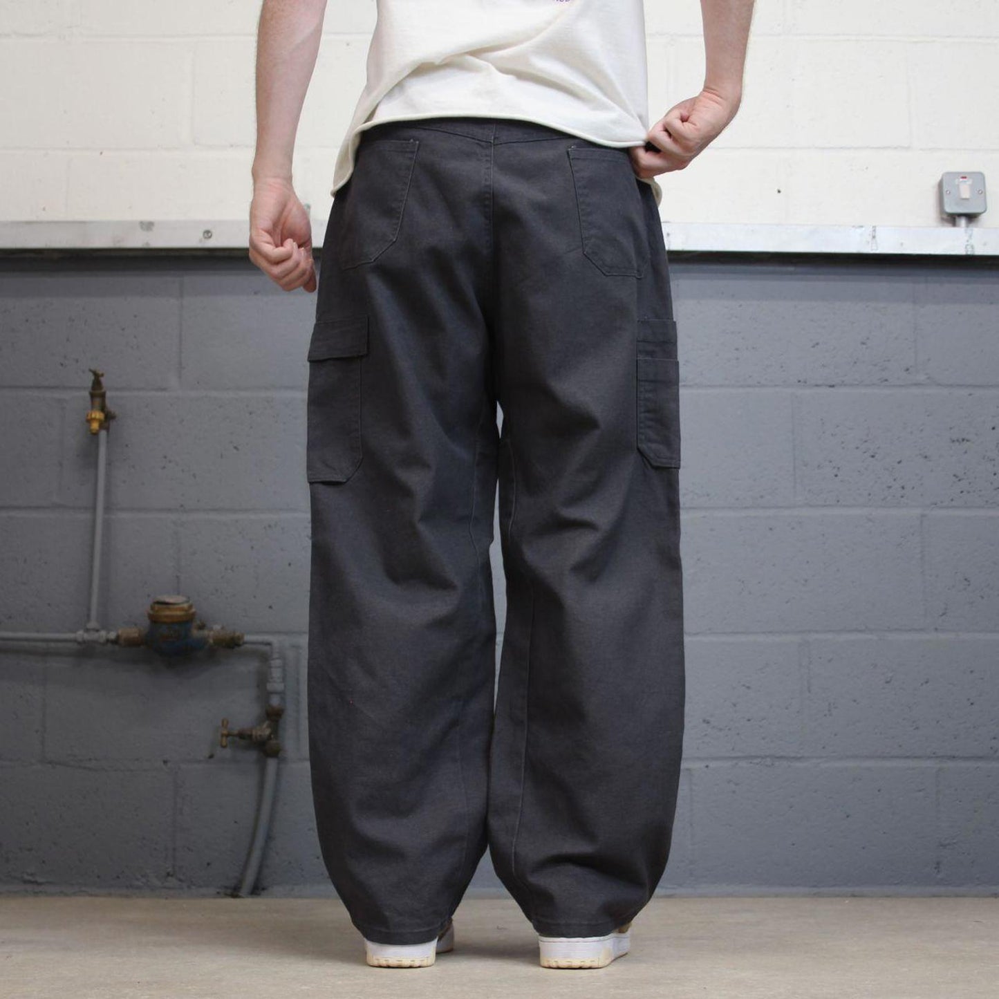 Baggy cargo pants skater workwear W38L30 grey Red Kap loose y2k style double knee carpenter trousers