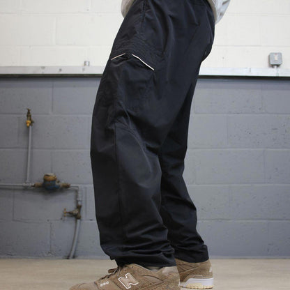 Black Nike trackies W38 loose y2k floaty leg joggers embroidered logo gym wear tracksuit bottoms