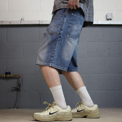 Baggy denim shorts y2k surf blue Loose fit WBJ summer festival jorts