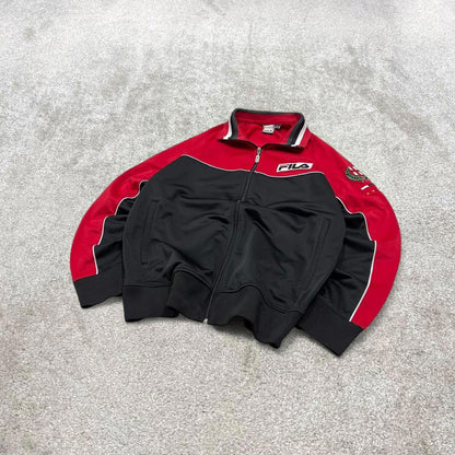 Y2k 00s Fila track jacket M men's red black Italia sports full zip track suit top embroidered