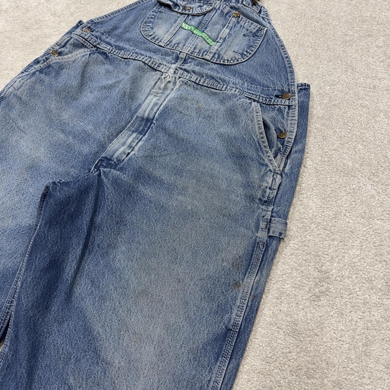 Vintage baggy dungarees 00s denim Key overalls blue 40x28