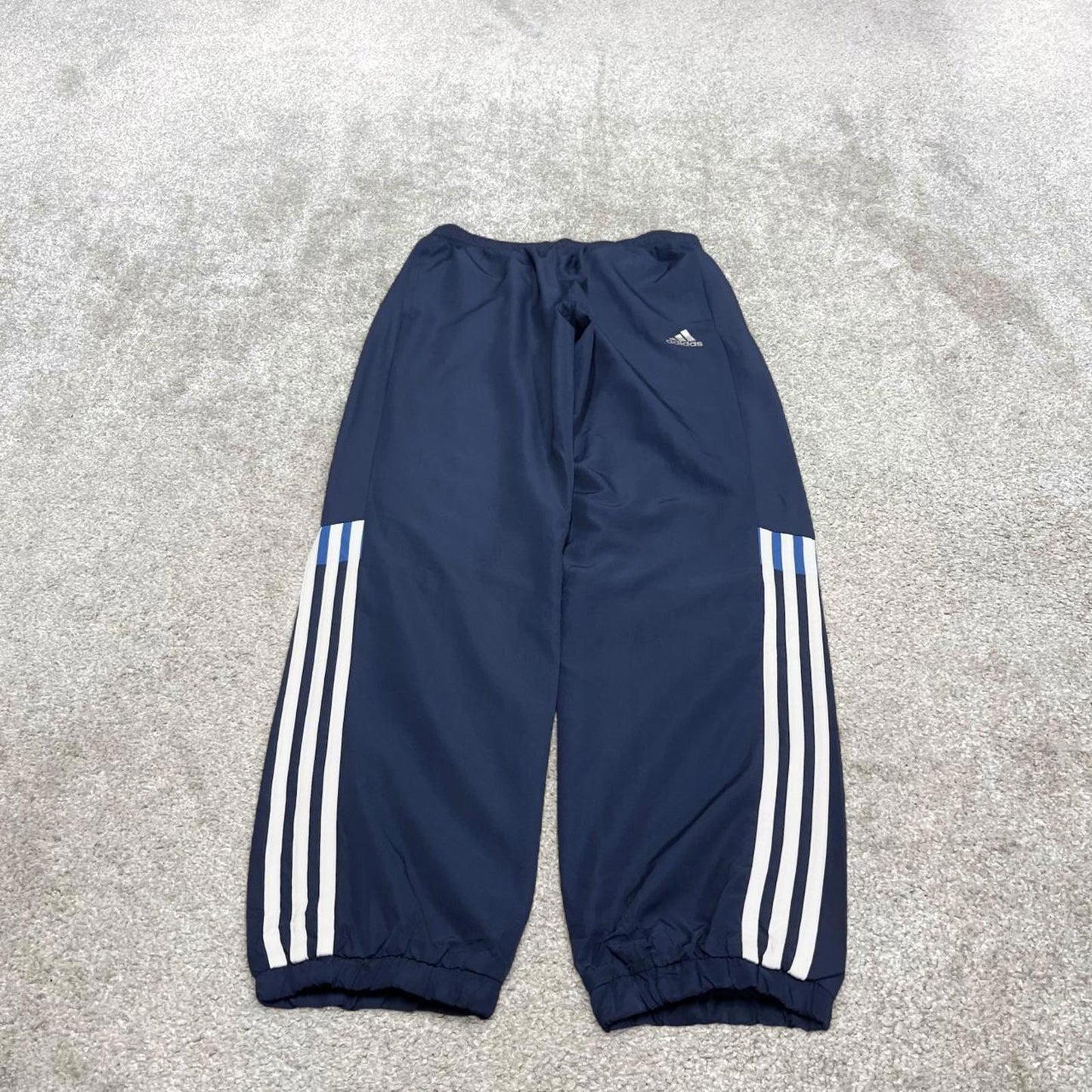 Adidas trackies 14 loose navy y2k style joggers adjustable stripe detail track pants