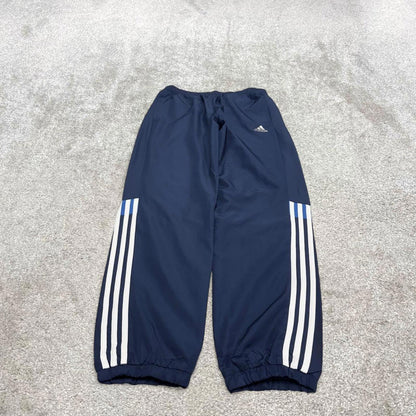 Adidas trackies 14 loose navy y2k style joggers adjustable stripe detail track pants