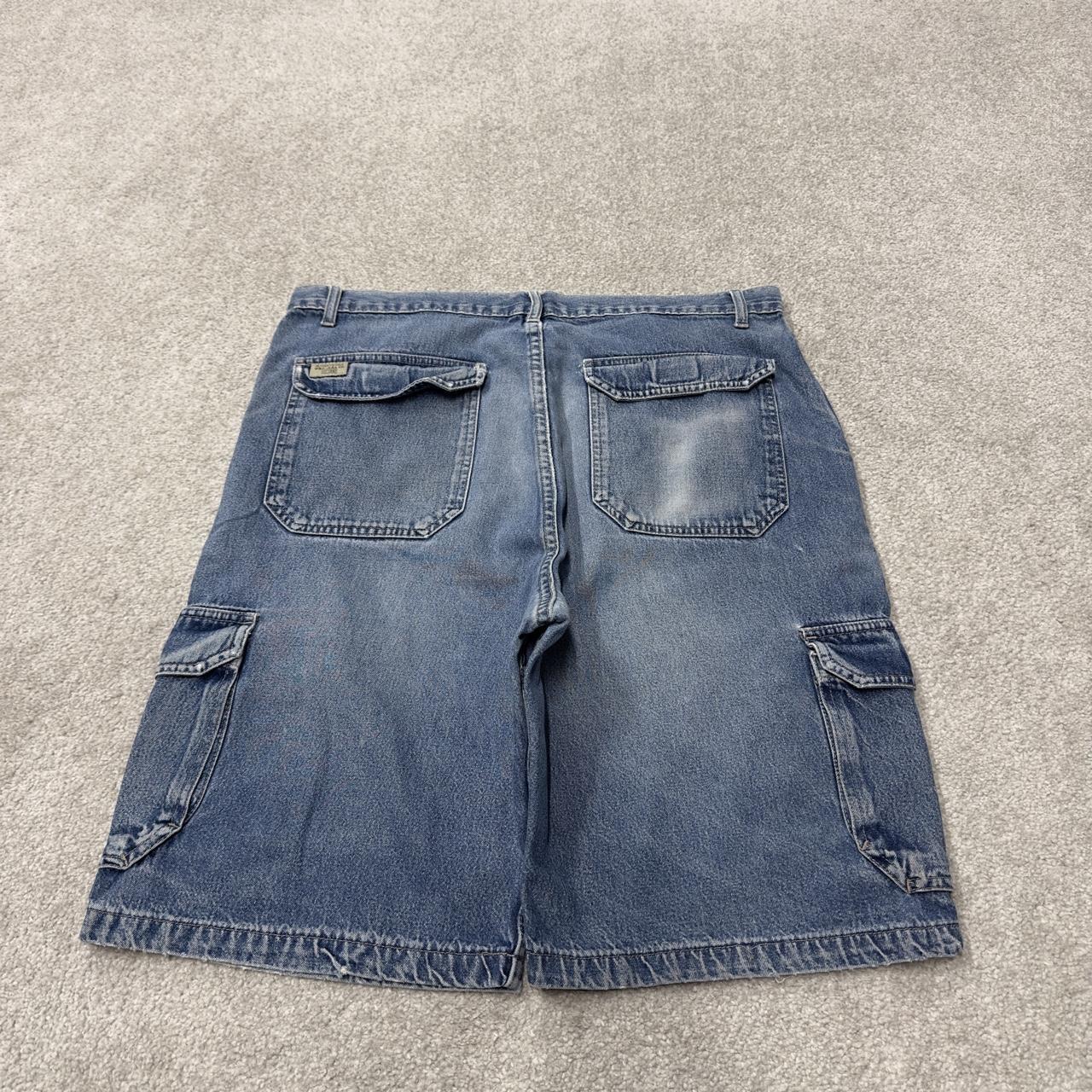 Y2K Wrangler baggy cargo shorts blue W36 Loose leg denim skater style utility shorts