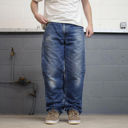 Dickies jeans W34L34 loose blue denim 90s style skater jeans flannel lined