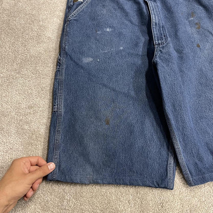 Carhartt denim short dungarees y2k blue overalls festival / skate wear bib & brace utility workwear