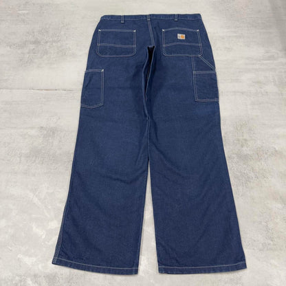 Mens Carhartt FR carpenter jeans W36L32 blue denim loose 90s style cargos