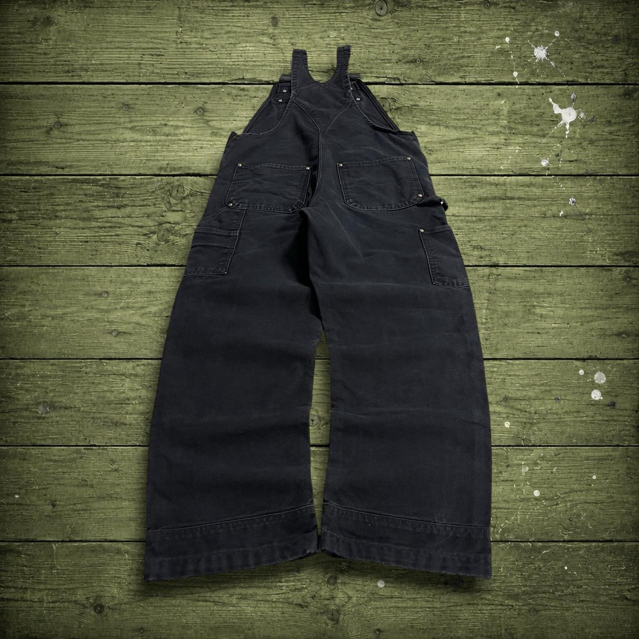 Carhartt dungarees y2k double knee black Festival / skate wear bib utility work overalls