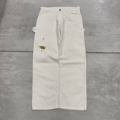 Mens Dickies carpenter pants W34 L30 white loose painter worker cargos