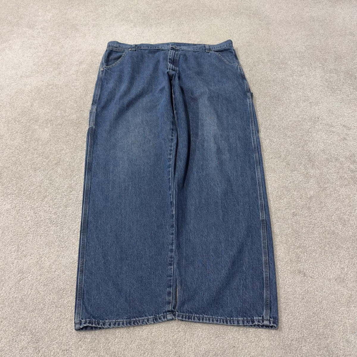 Baggy Wrangler carpenter jeans y2k blue denim Loose leg skater 2000s style cargo pants