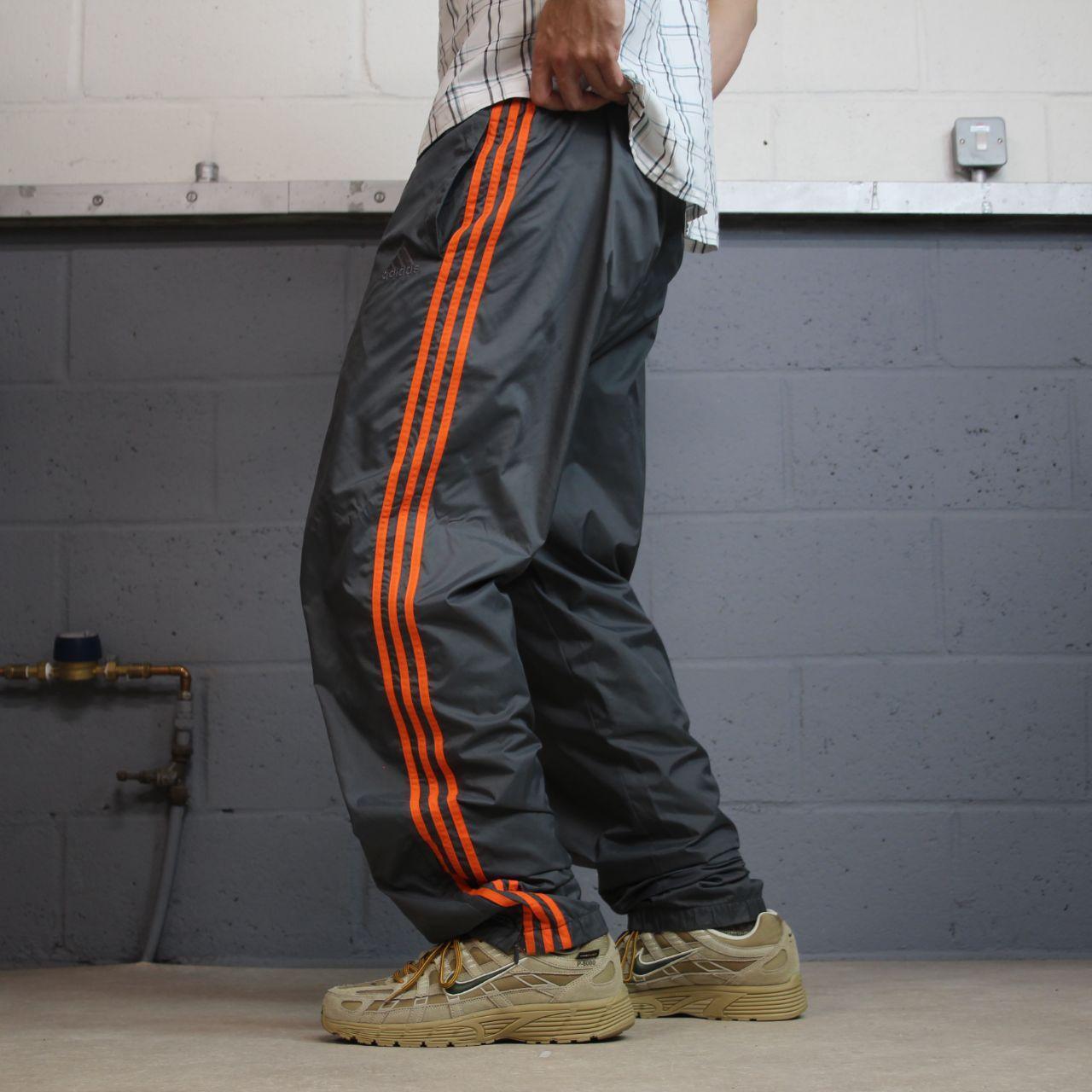 Y2K Adidas tracksuit bottoms grey Large floaty leg Embroidered side stripe track pants