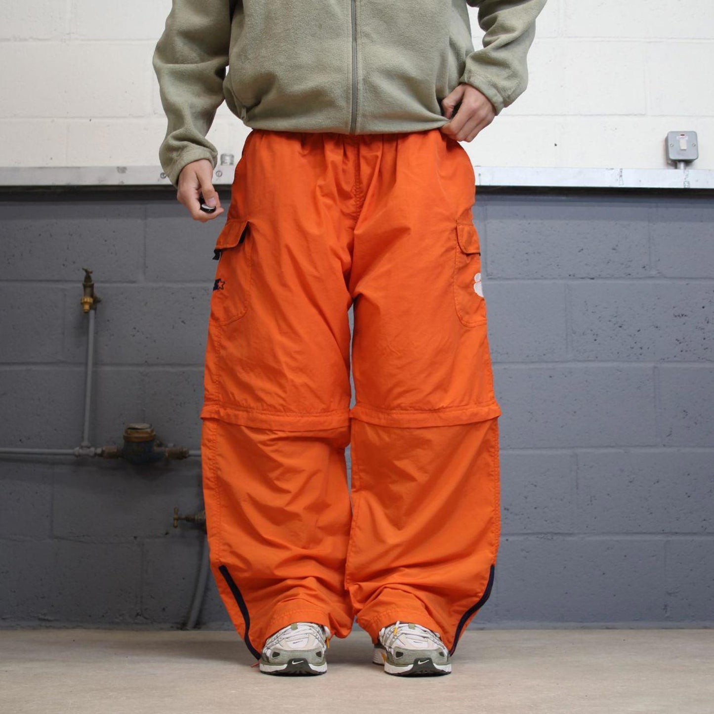 Baggy Starter trackies 2XL orange loose y2k detachable leg tracksuit bottoms convertible shorts
