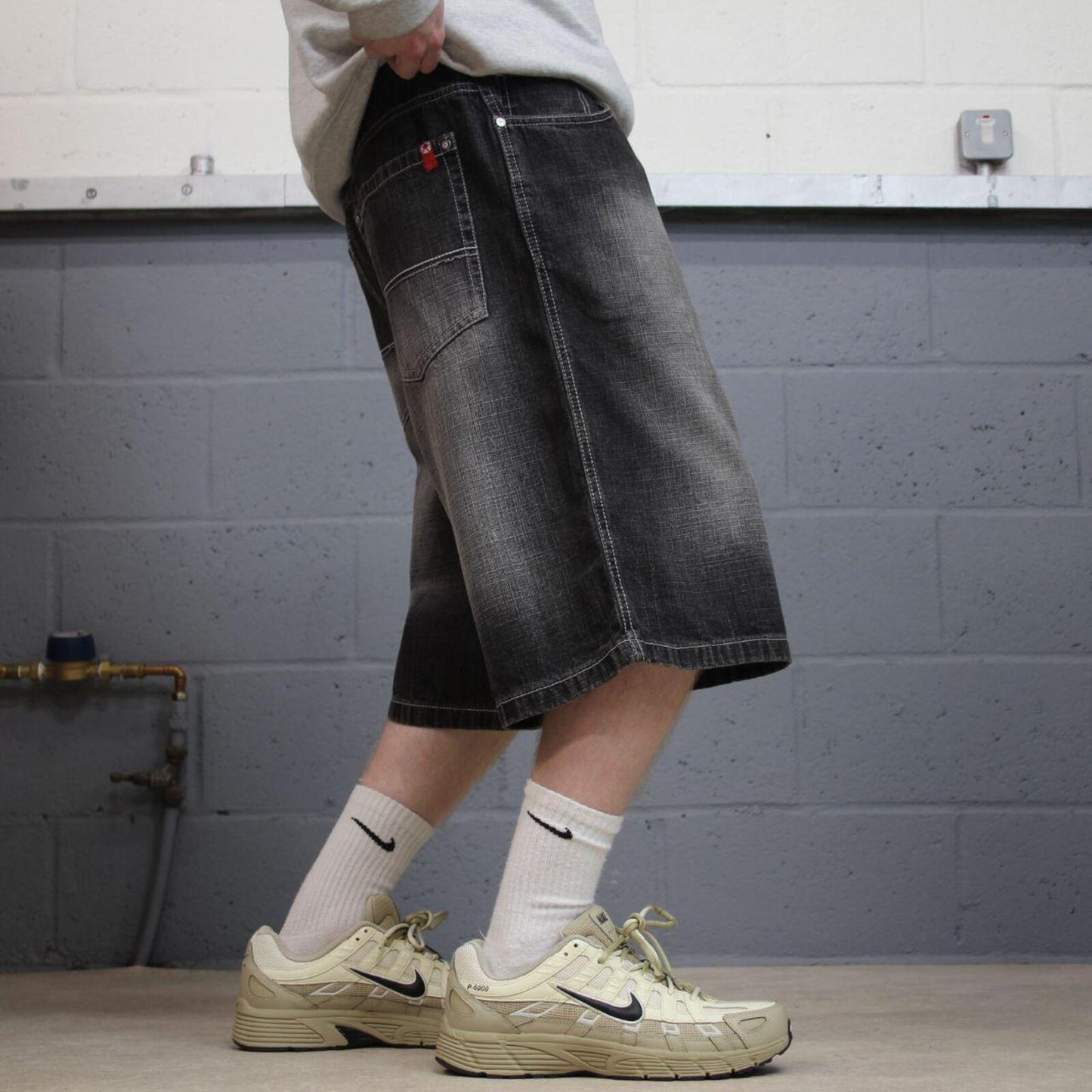 Baggy Southpole denim shorts y2k black Streetwear skater style brand surf jorts