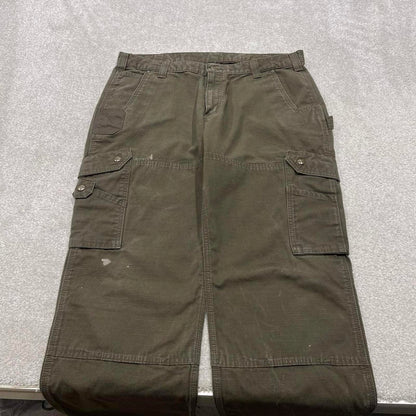 Y2k Carhartt cargo work pants Khaki green Loose skater style double knee carpenter trousers