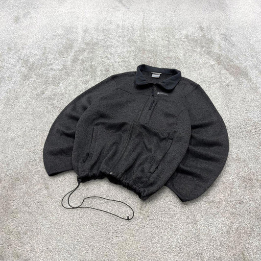 00s Columbia technical fleece L men's black full zip up y2k style autumn adjustable waist