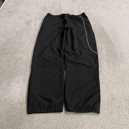 Y2K Adidas baggy tracksuit bottoms black Medium embroidered logo side stripes track pants