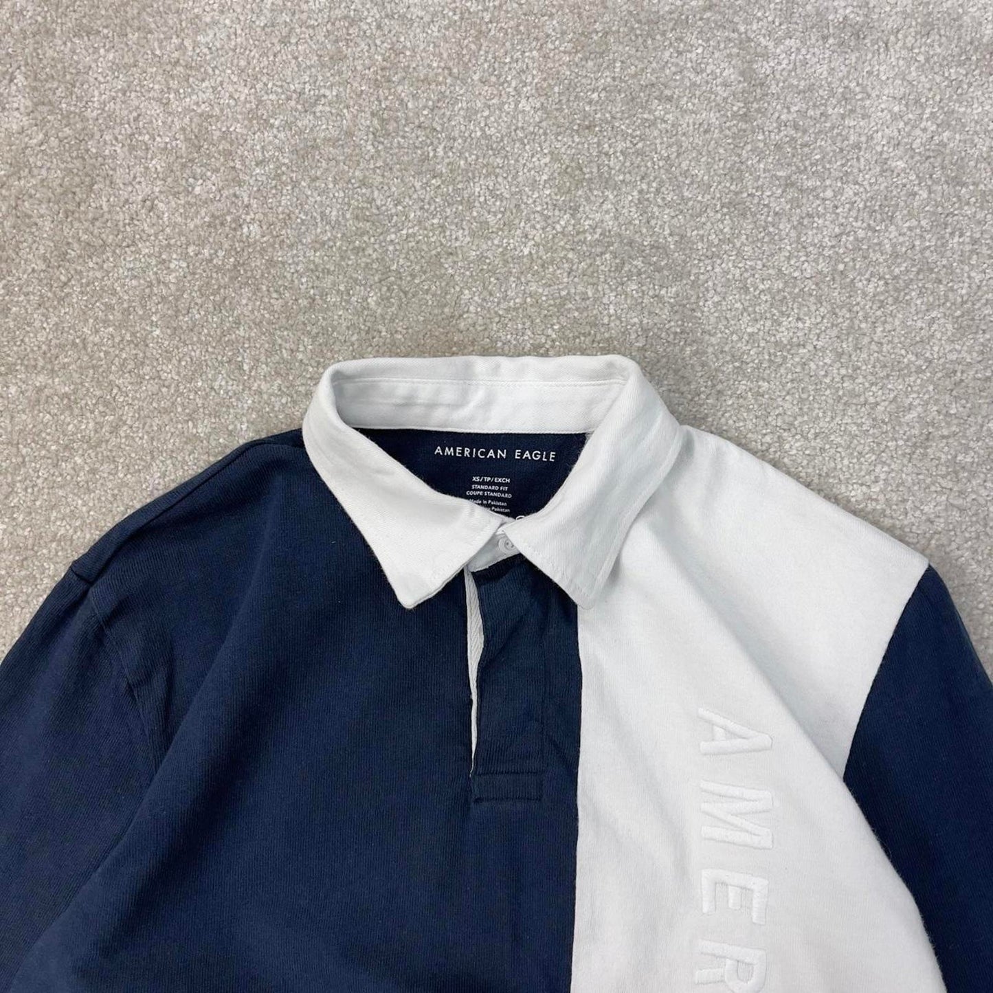 Navy American Eagle Vintage Style Rugby Shirt XS