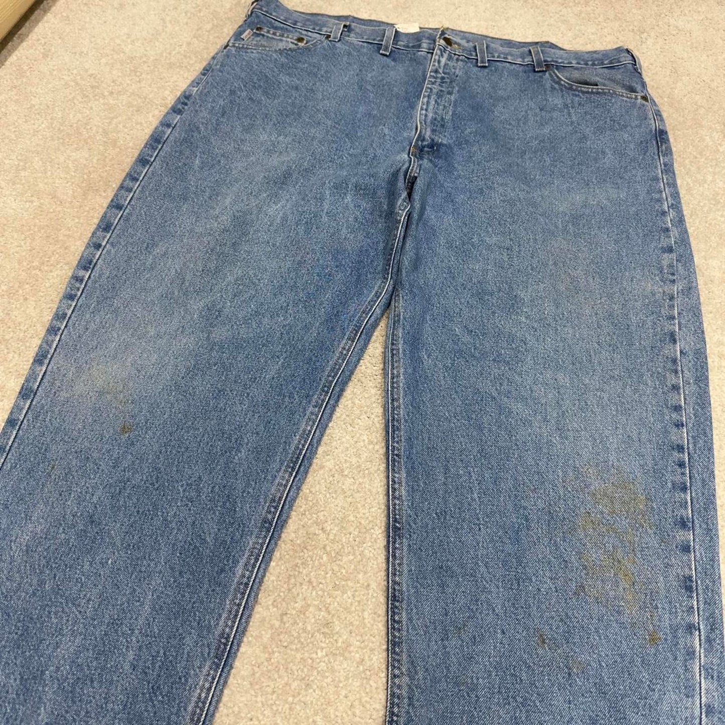 Vintage Carhartt jeans 90s skater style W46L32 blue denim 5 pocket workwear jeans 100% cotton