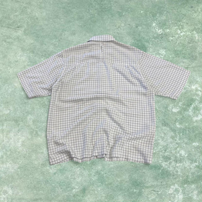 North Face checkered boxy short sleeve shirt white TNF Festival style boxy surf check shirt