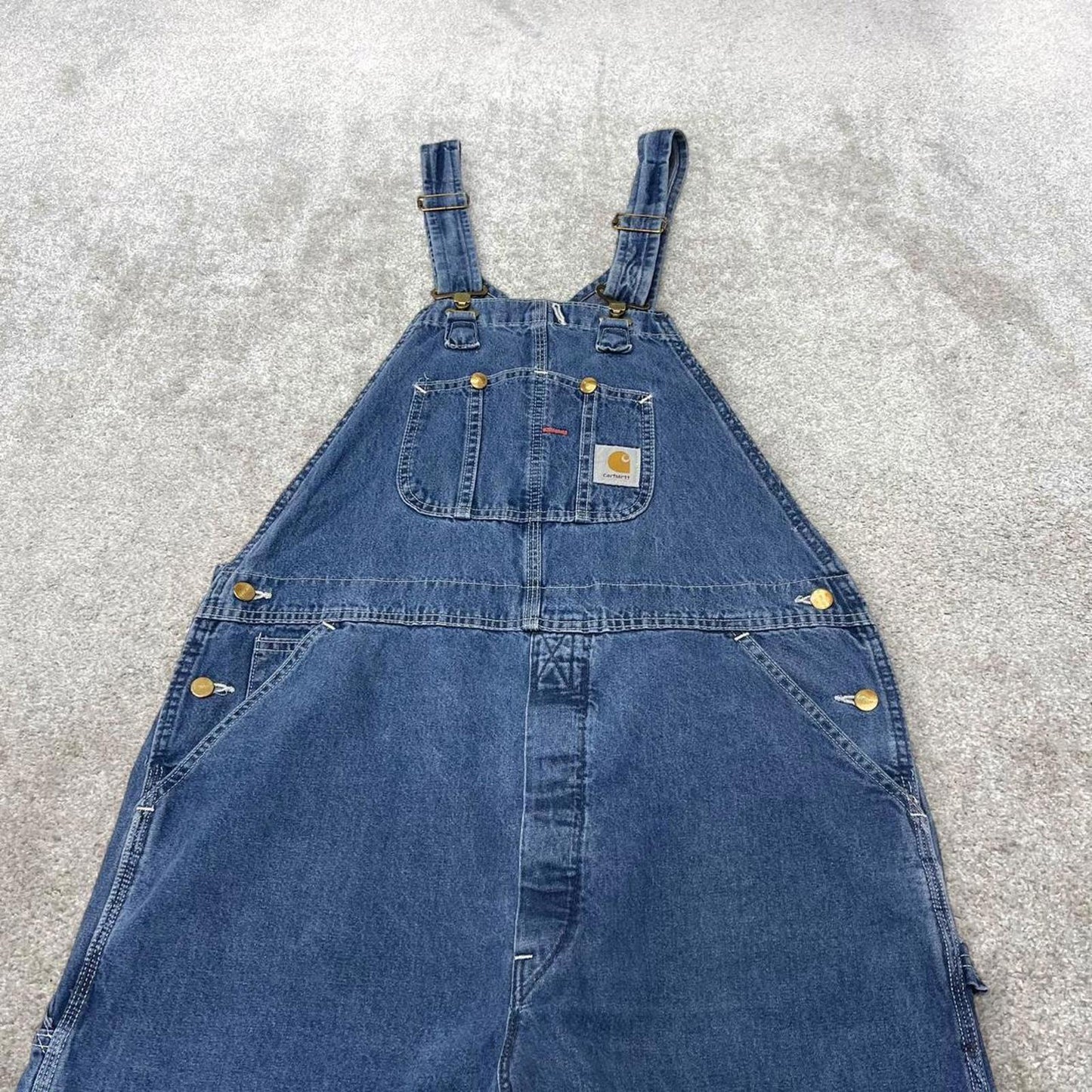 Vintage Carhartt dungarees W38L34 mens denim overalls blue utility worker skater