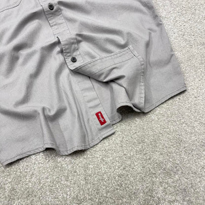Y2K Wrangler short sleeeve shirt grey Workwear style button down summer shirt