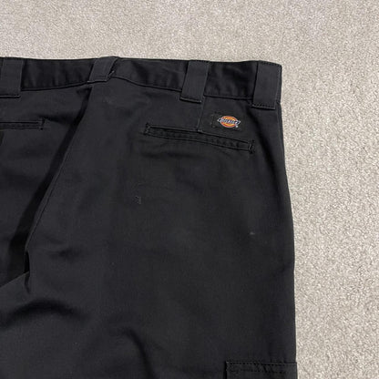 Y2K Dickies baggy cargo pants black W36L32 Wide leg relaxed straight chino style skate work trousers
