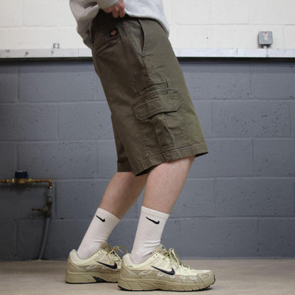 Dickies loose cargo shorts faded green Chino style skater shorts loose leg festival