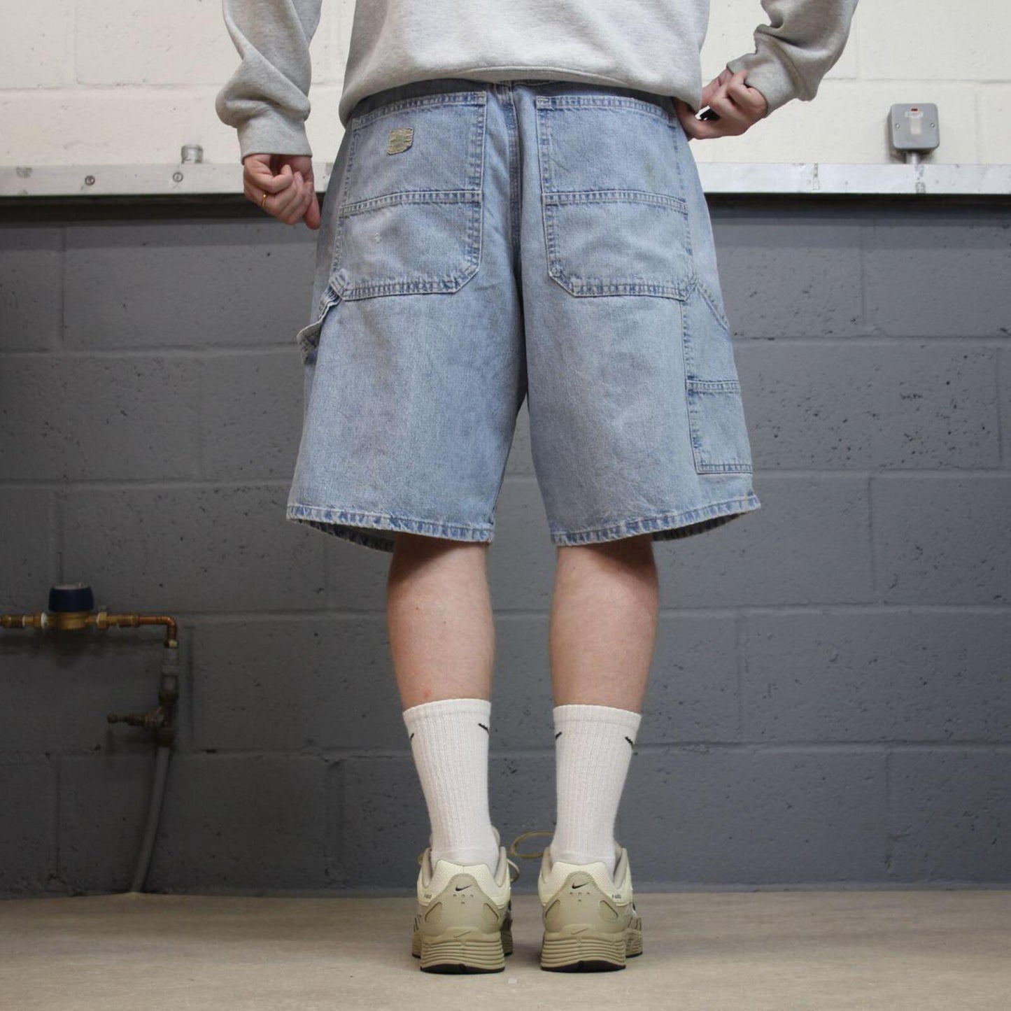 Lee denim carpenter shorts cargo blue Loose leg skater style surf jorts