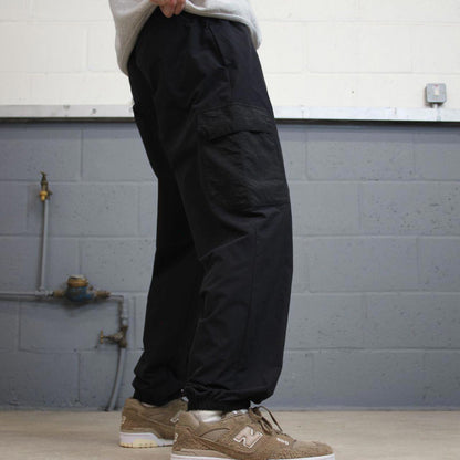 Black Nike cargo trackies L loose y2k floaty leg joggers patch logo