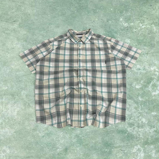 Columbia checkered short sleeve shirt geeen Surf style check shirt summer festival