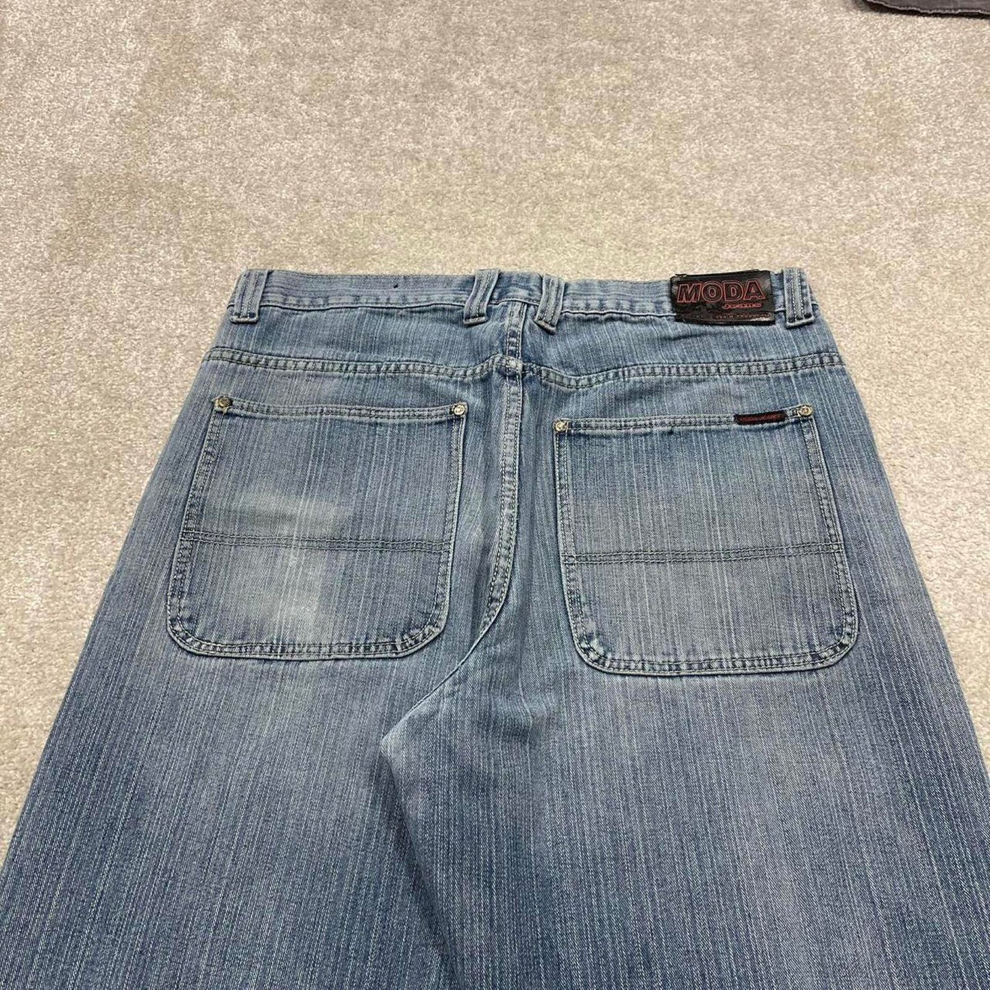 Y2K baggy jeans wide leg pants blue Loose skater style baggy fit MODA Jeans