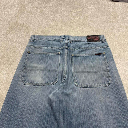 Y2K baggy jeans wide leg pants blue Loose skater style baggy fit MODA Jeans
