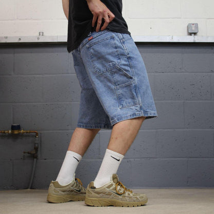 Wrangler denim shorts carpenter washed blue Loose fit skater style summer cargo jorts
