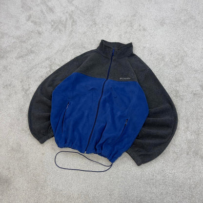 Grey Blue Columbia technical fleece XL full zip up y2k style autumn colour block