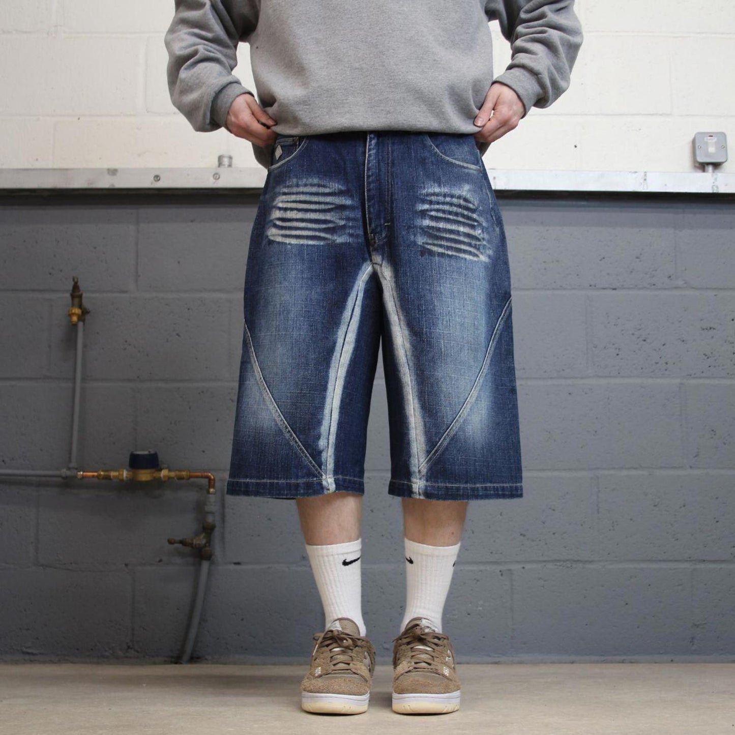 Y2k baggy Enyce shorts skater style blue Loose wide leg denim summer festival jorts