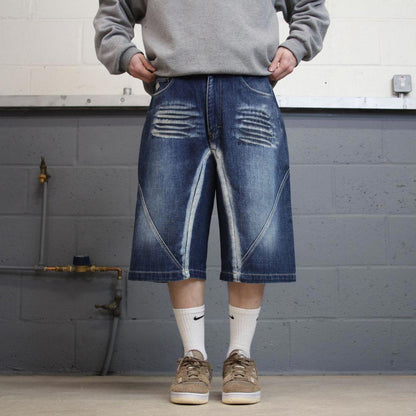 Y2k baggy Enyce shorts skater style blue Loose wide leg denim summer festival jorts