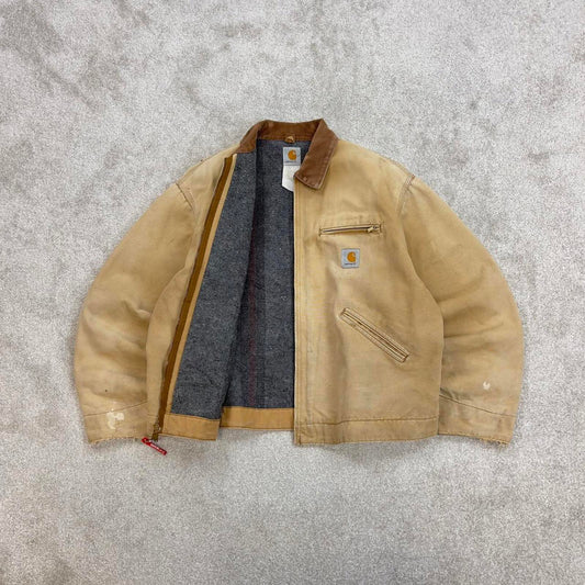 Vintage tan Carhartt Detroit jacket XL blanket lined boxy cropped fit