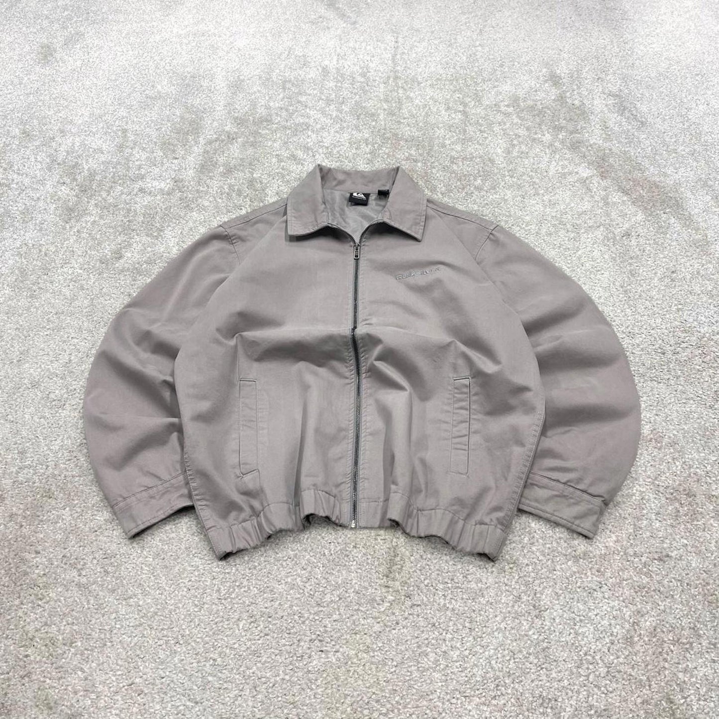 Y2K Quiksilver Harrington bomber jacket grey Embroidered surf style coat full zip up