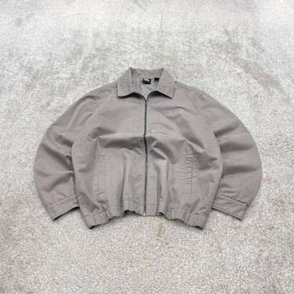 Y2K Quiksilver Harrington bomber jacket grey Embroidered surf style coat full zip up