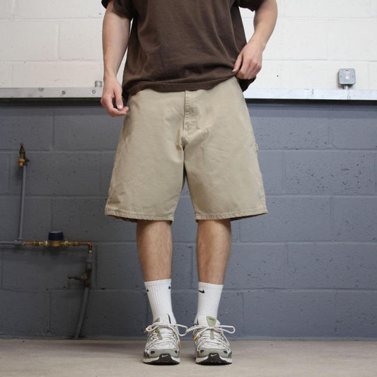 Y2K Wrangler carpenter shorts loose khaki beige W38 Cargo style summer festival shorts