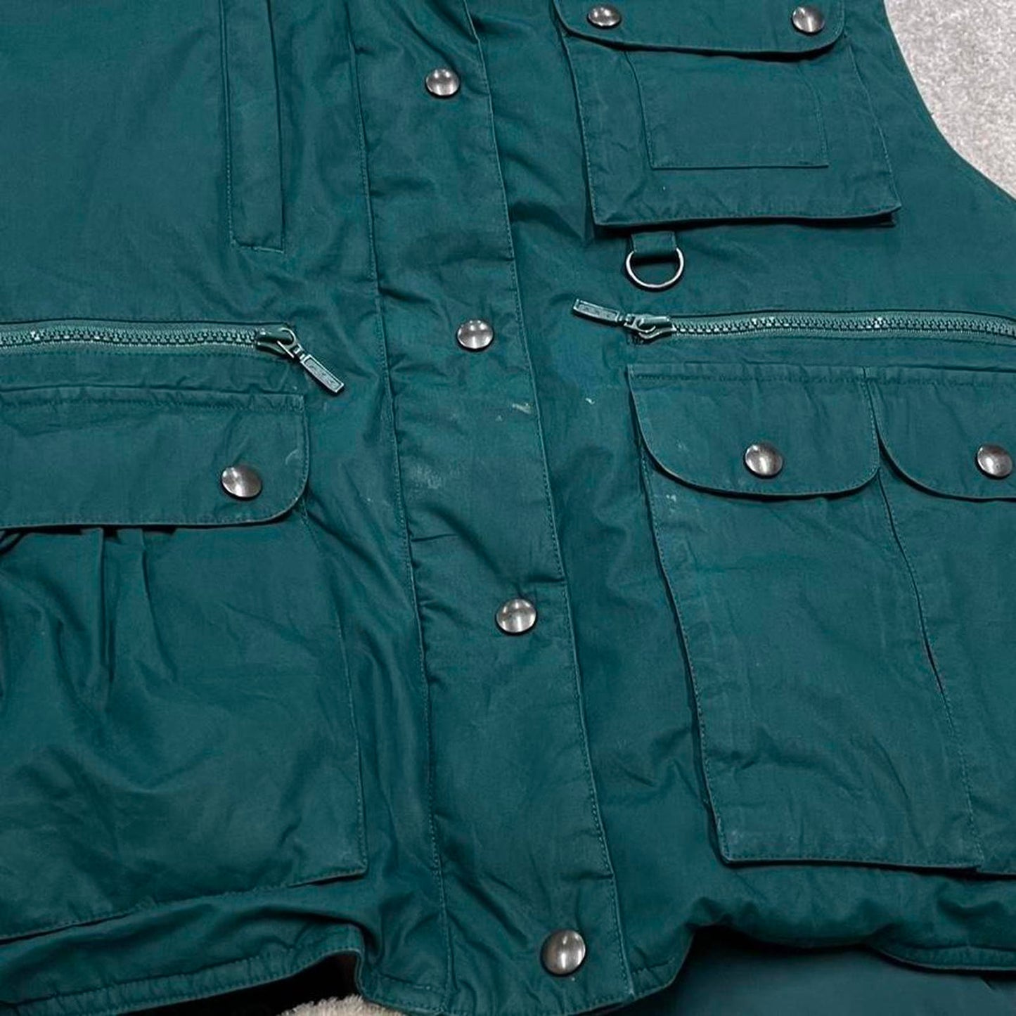 Eddie Bauer technical puffer gilet L women’s green full zip goose down vest outdoors hiking autumn