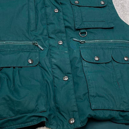 Eddie Bauer technical puffer gilet L women’s green full zip goose down vest outdoors hiking autumn