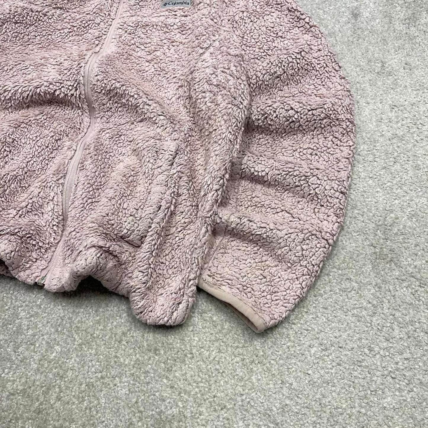 00s Columbia technical fleece M women's pink full zip up teddy bear y2k style autumn
